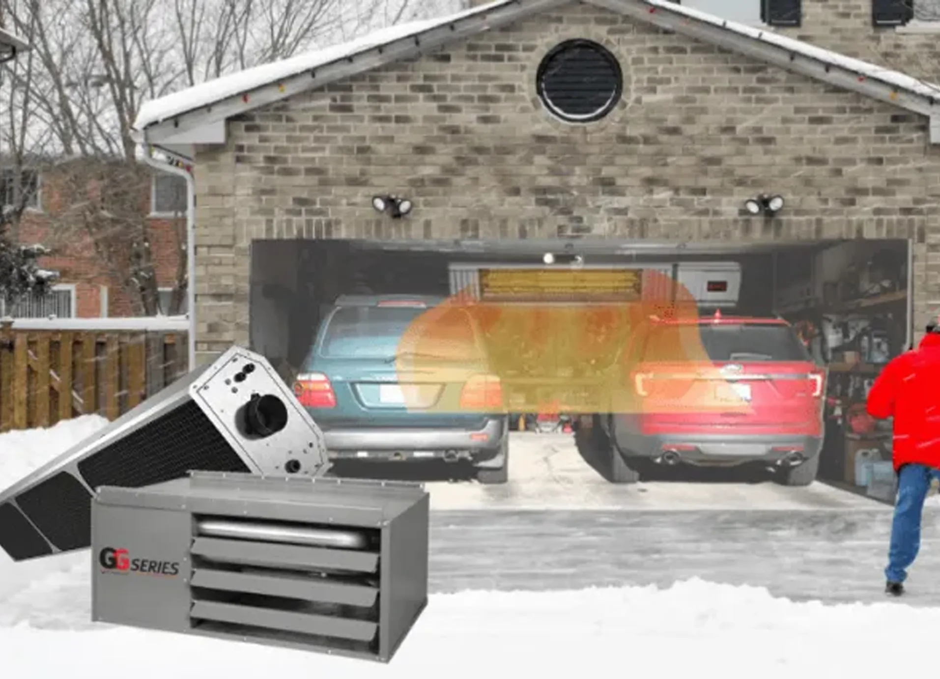 Technician installing a garage heater in a Calgary home for year-round warmth