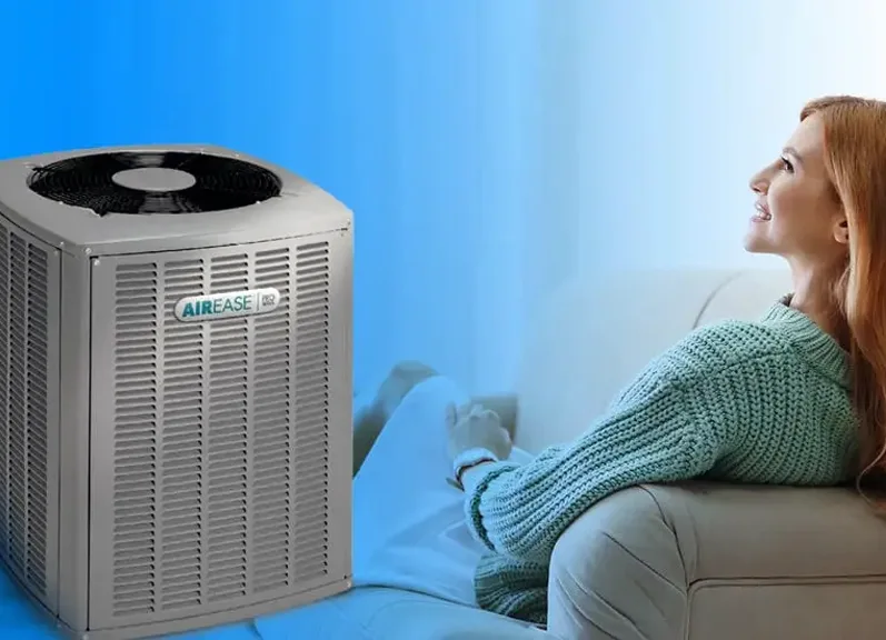 Professional technician installing a heat pump for central heating in a Calgary, Alberta home